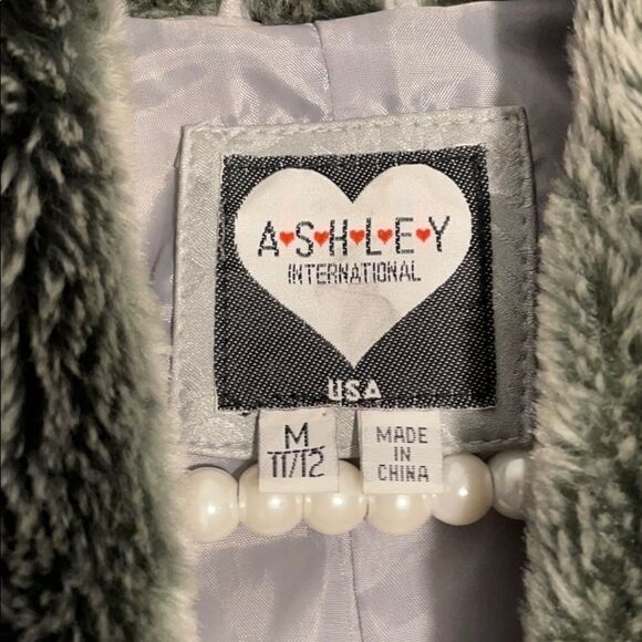 Ashley 26 International Jacket Silver Embossed Faux Fur Collar Silver Sz Med - Picture 3 of 11